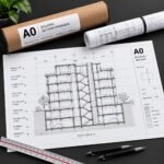 A0 building section drawing print with drawing tube
