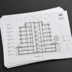 Stack of A0 building section drawing prints