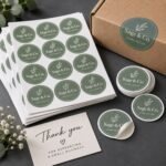 Round sticker sheets and box label - Sage and Co. Home Decor design