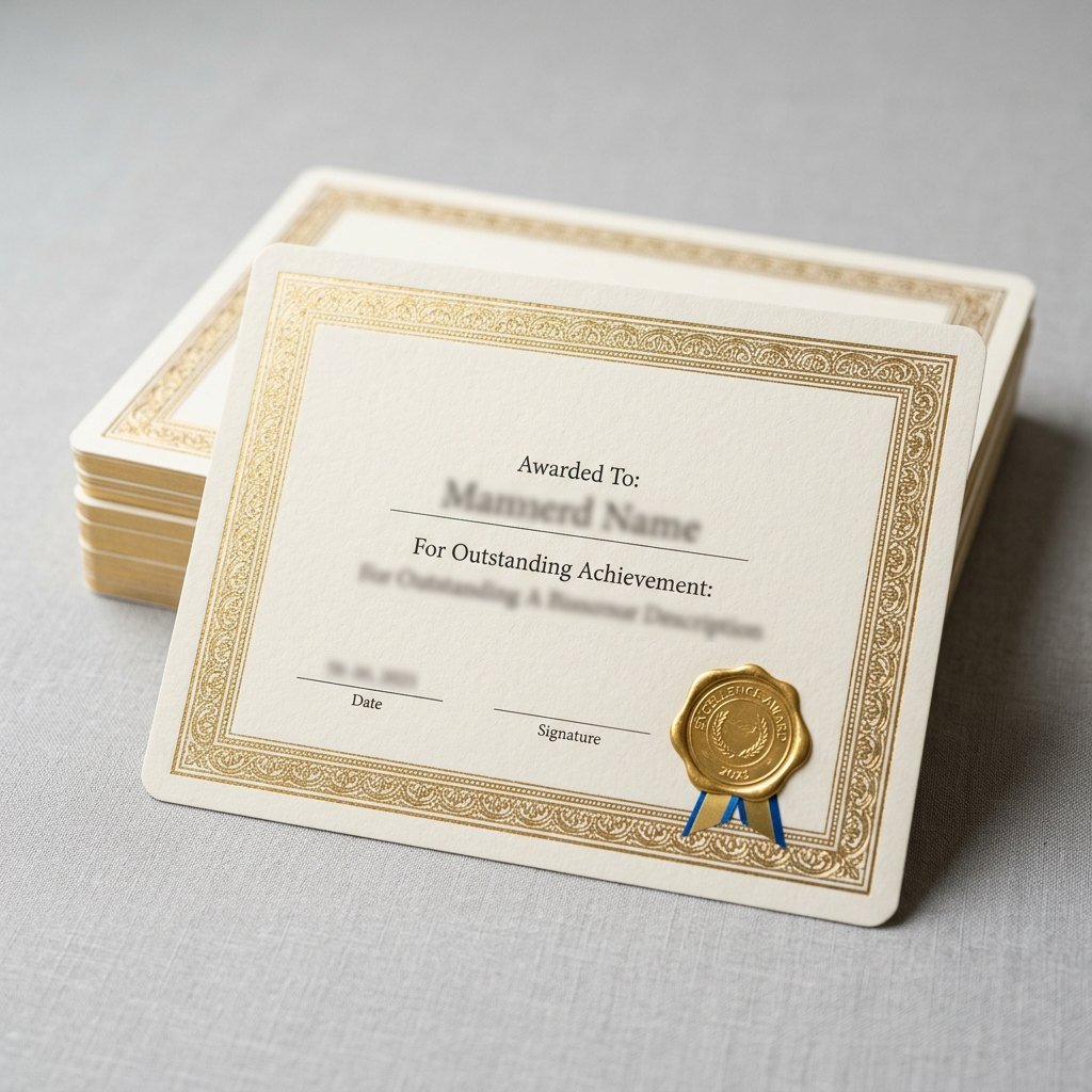 Printed award certificates